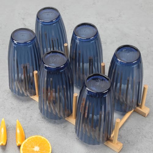 Acrylic Mixed Colors Highball Cups | Plastic Reusable Tumblers | 20oz (Set of 6) | Stackable | BPA-free Tumblers | Shatterproof | Top-rack Dishwasher Safe - color: Blue, size: 20 Ounces