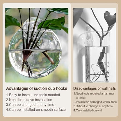 Window Propagation Stations, Oblate Glass Terrariums Planter with Suction Cup Hook, Wall Hanging Planters for Hydroponics Plants, Home, Office, Bathroom, Living Room Decor, Gift for Plant Lovers (2)