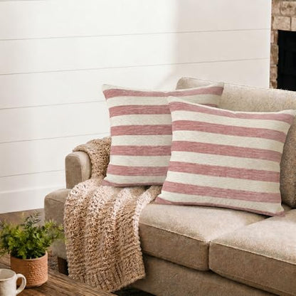 TEHALK Stripes Pillow Covers 18x18 Set of 2 - color: Pink1, size: 18" x 18" (Pack of 2)