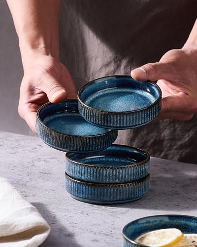 famiware Ceramic Soy Sauce Dish, 4oz Dipping Bowls Set of 6, Nebulas Blue | Individual Dip Sauce Cups/Dishes/Plates, Small Serving Bowls for Side Dishes, Condiments, Sushi, Appetizers, Reactive Glaze - color: Nebulas Blue, size: 6pcs