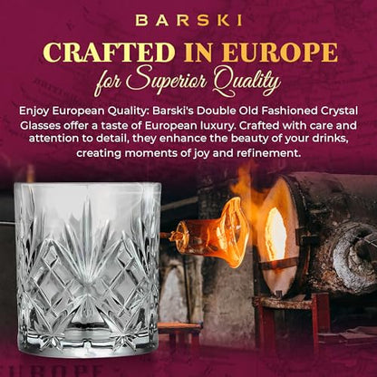 Barski Whiskey Glasses - Double Old Fashioned Rocks Glass - Set of 4 Lowball Tumbler - DOF Crystal Glass Tumblers - For Scotch - Bourbon - Water - Beverage - Drinking Glasses - 10.5 oz, Made in Europe - size: Set of 4 Tumbler 10.5 oz
