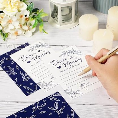 Pajean 50 Share a Memory Cards for Celebration of Life,Dark Blue,Trendy - color: Dark Blue, style: Trendy