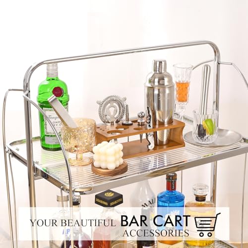 Bartender Kit Cocktail Shaker Set with Stand Bar Tool Bar Set for Drink Mixing Home Bartending Kit 17-Piece Bar Cart Accessories: Martini Shaker, Mixer Spoon, Jigger, Muddler, Strainer & Recipes Gifts - color: Silver Cobbler - 17pcs