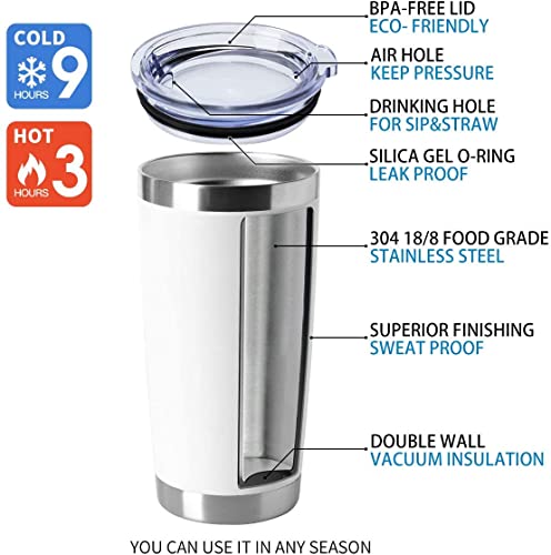 HASLE OUTFITTERS 20oz Tumblers Stainless Steel Mugs with Lid Double Wall Vacuum Insulated Coffee Cups for Cold & Hot Drinks (20oz-White, 12 Pack) - color: White-A, size: 12 Count (Pack of 1)