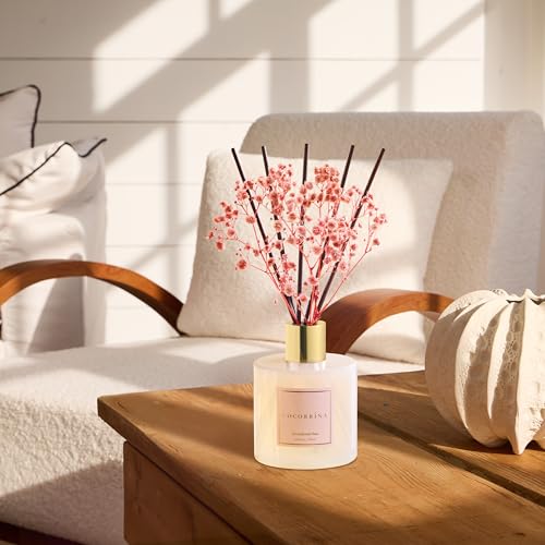 Premium Reed Diffuser Set with Preserved Baby's Breath & Cotton Stick Sandalwood Rose | 6.7oz Scent Fragrance Oil Diffuser for Bedroom Bathroom Home Décor - size: 6.7 Ounce/1pack