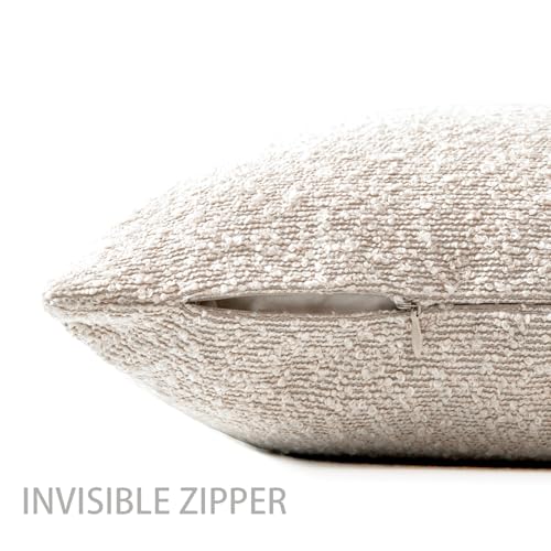 20x20 Boucle Throw Pillow Covers, Set of 2, Beige - color: Beige, size: 20" x 20" (Pack of 2)
