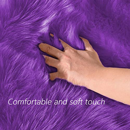 Latepis Small Furry 2x3 Purple Faux Fur Rug Fluffy Rugs Washable Shag AccentPlush Soft Rug for Bedroom Chair Seat Covers Throw Rugs Rectangle - color: Purple, size: 2' x 3' (Rectangular)