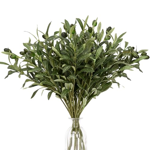 8 Pcs Faux Greenery Stems, Olive Tree Branches for Vases, Artificial Olive Tree Fake Plants for Centerpieces Floral Arrangements Home Decor, 18 Inch - color: 18“-8pcs