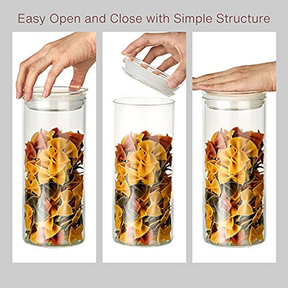 ZENS 15oz Glass Jars with Airtight Lid, Set of 2 Small Glass Storage Jars | Thick Borosilicate Clear Kitchen Canisters for Herbs, Sugar, Loose Tea Glass Storage Jars - size: 3-15oz 2Pack