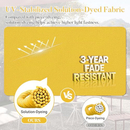 Basic Beyond Outdoor Cushions for Patio Furniture: Waterproof & UV Resistant Outdoor Chair Cushions Set of 4-19 x 19 x 3 Inch Thick Patio Chair Cushions with Adjustable Ties & Handle, Yellow - color: Yellow