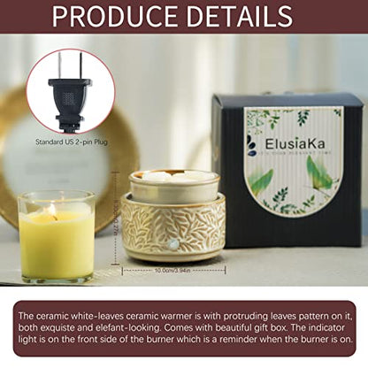 ElusiaKa Electric Wax Warmer for Scented Wax Melt Warmer Ceramic Wax Burner-Tan - color: Tan Leaves