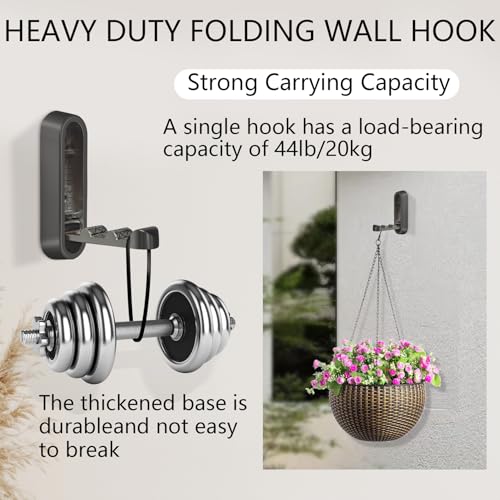 2PCS Foldable Wall Hooks, Heavy Duty Zinc Alloy Folding Wall Hooks,Folding Coat Hooks, Flip Down Hook for Hanging Coats, Bags, Hats, Cooking Utensil, Bathrobes, Keys (Black) - color: Black, size: 2 Hooks