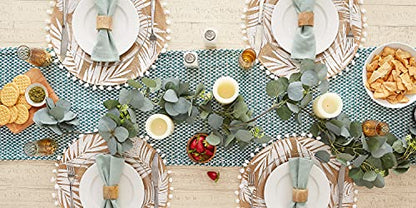 DII Woven Basics Collection 100% Cotton Knit Table Runner, 15x72, Teal - color: Teal, size: 15x72"
