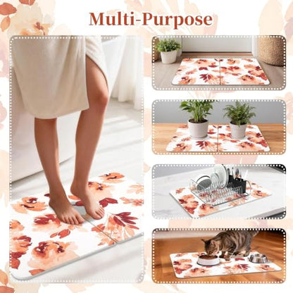 Stone Bath Mat Diatomaceous Earth Shower Mat, Non-Slip Bath Mat for Bathroom, Quick Drying Bathroom Rugs Natural Easy to Clean, 24"×16" (Orange) - color: Orange
