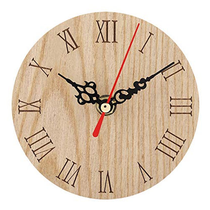 Farmhouse Wall Clock, Classic Rustic Antique Wood Silent Battery Operated, Rustic Wall Decor, 12cm Large Numerals Metal Circle Quiet Movement, for Office Kitchen Bedroom Living Roo