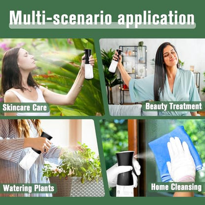 Spray Bottle For Hair,Continuous Water Mister for Hairstyling, Salons, Cleaning, Plants,Essential Oil Scents,Ultra Fine Mist Sprayer,6.8 OZ /200 ML-Black - color: Black