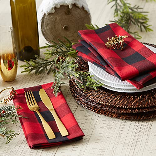 DII Buffalo Check Collection, Classic Farmhouse Cloth Napkin Set, 20x20, Red & Black, 6 Piece - color: Red & Black, size: 20" x 20" (Set of 6)