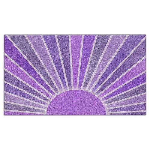 Nogrit Boho Door Mat, Retro Boho Purple Sun Sunshine Doormat Bathmat for Indoor Outdoor Entrance, Mid Century Modern Abstract Welcome Mats for Front Door Outside Porch Entryway, 17x30 Inches - color: Non Slip Pvc - Purple