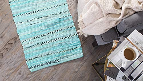 DII Chindi Home Collection Handwoven Multicolor Area Rag Rug, 20x31.5, Aqua - color: Aqua, size: 1'8" x 2'8" (Rectangular)