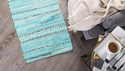 DII Chindi Home Collection Handwoven Multicolor Area Rag Rug, 20x31.5, Aqua - color: Aqua, size: 1'8" x 2'8" (Rectangular)