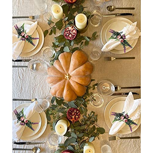 Flower Napkin Rings, Set of 4, Thanksgiving & Weddings, Farmhouse Style, Lavender - style: Lavender