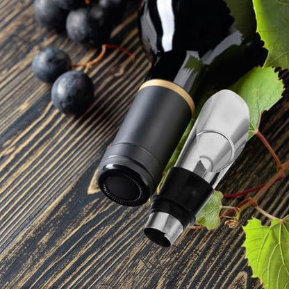 SOLUSTRE Stainless Steel Wine Opener Set Creative Accessories Kit with Corkscrew Pourer and Stopper Elegant Gift Box for Home and Travel Use for Wine Lovers