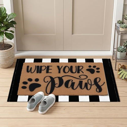 Arttown Welcome Front Coir Rug Door Mats Combo Set 17"x30"+24"x36" Wipe Your - color: Wipe Your Paws