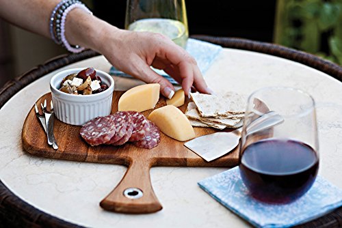 Ironwood Gourmet Small Rectangular Provencale Paddle Board, Acacia Wood | Small Rectangular Serving Board With Handle | Perfect For Serving Charcuterie & Snacks | Beautiful Acacia Wood Paddle Board - size: 12"L x 11"W
