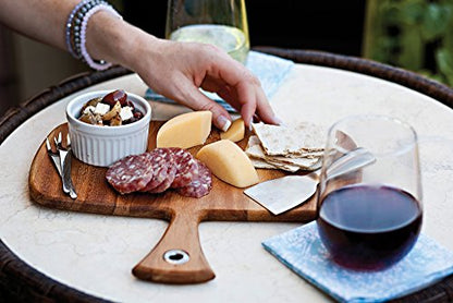 Ironwood Gourmet Small Rectangular Provencale Paddle Board, Acacia Wood | Small Rectangular Serving Board With Handle | Perfect For Serving Charcuterie & Snacks | Beautiful Acacia Wood Paddle Board - size: 12"L x 11"W