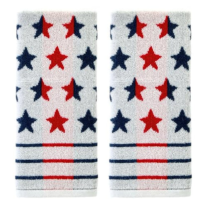 SKL Home Patriotic 4th of July Red White and Stars Hand Towel Set, 2 Count - color: Red White and Stars
