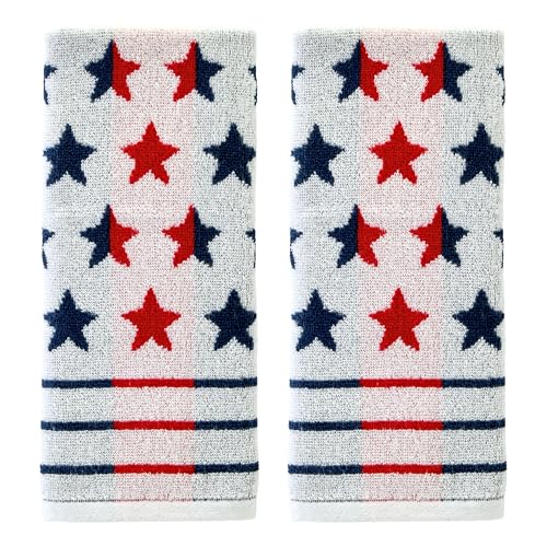SKL Home Patriotic 4th of July Red White and Stars Hand Towel Set, 2 Count - color: Red White and Stars