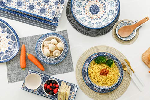 Bico Blue Talavera Salad Plates Set of 4, 8.75 Inch Ceramic Dessert Plates for Salad, Appetizer, Side Dishes, Microwave and Dishwasher Safe, Gift for Housewarming and Thanksgiving - color: Blue Talavera