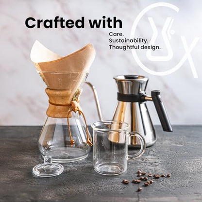 Chemex Double Walled Insulated Glass Coffee Mug, Hot and Cold Beverage Cup | Insulated Non-Porous Glass, Keeps Drinks Hot or Cold, Coffee Lover Gift