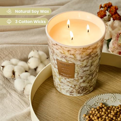 M&SENSE Extra Large Candle 35oz 150H Sugared Lemon Zest Scented Candle, 3 Wick Highly Scented Jar Candle, XL Candles Gift for Stress Relief, Meditation, Yoga - color: Sugared Lemon Zest, size: Large