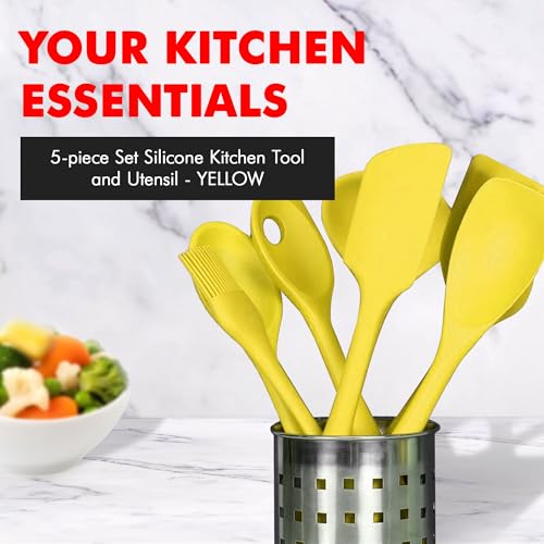 Chef Craft Premium Silicone Kitchen Tool and Utensil Set, 5 Piece, Yellow - color: Yellow, size: 5 Piece Set