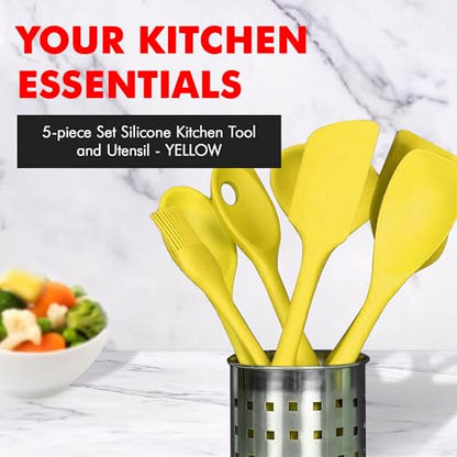 Chef Craft Premium Silicone Kitchen Tool and Utensil Set, 5 Piece, Yellow - color: Yellow, size: 5 Piece Set