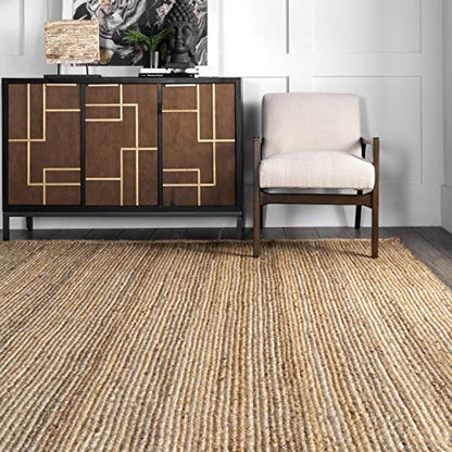 nuLOOM Rigo Hand Woven Farmhouse Jute Area Rug, 3x5, Natural - color: Natural, size: 3' x 5' (Rectangular)