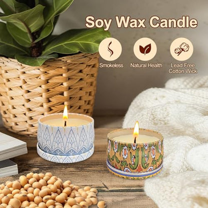 24 Pack Scented Candles Set for Home, Relaxing Stress Relief, Aromatherapy, Russian Patterns - Natural Soy Wax and Fragrance - Gifts for Women, Mom, Best Friend, Wife, Birthday