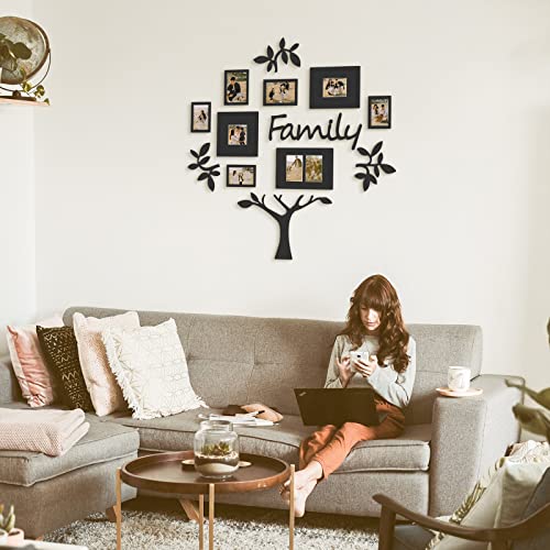 HELLO LAURA - Picture Frame Collage Large Wall Hanging Photo Frames Elegant Tree Collage Frame Gifts for Family Friends 4x6 inch Home Wall Decor Gallery Display (Black - Family Tree shape) | Multi Photo Frame for 4x6 Photos, Elegant Wall Hanging Gallery D