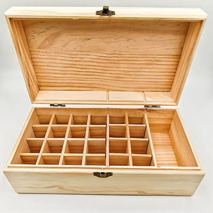 Anktily Unfinished Wooden Storage Organizer Box with Lid, Unpainted Wood Case Box for Small Keepsakes, Jewellery, Tea Bag Holder Case (25 Grids C) - style: 25 Grids C