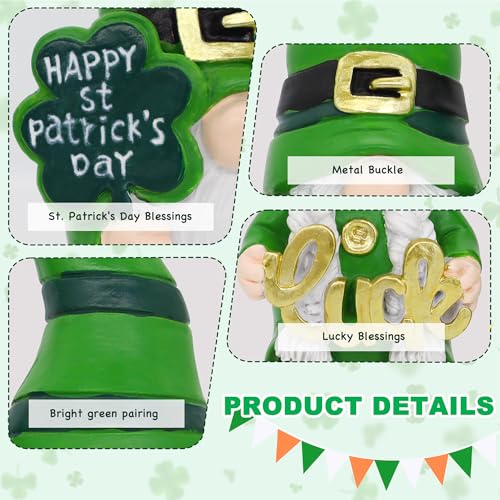 Uniboho St Patricks Day Decorations St Patricks Day Decor Gnomes Green Irish Leprechaun Figurine for St Patricks Day Decorations Indoor St. Patrick's Day Gifts