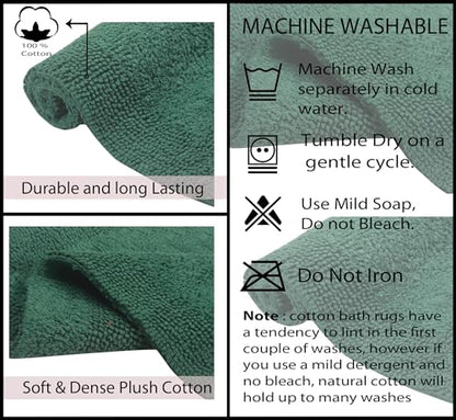 Home Weavers Luxury Collection 100% Cotton Reversible Bathroom Rugs Set, Washable Rug, Extra Soft and Absorbent Bath Rug, Kitchen Mat, 2 Piece Set(S+M), Bottle Green - color: Bottle Green, size: 2 Piece Set(S+M)