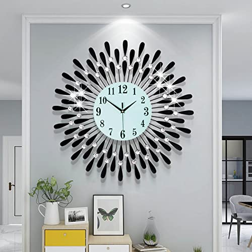 Large Wall Clock Non-Ticking Silent Modern Big Clocks Decorative Wall Clocks for Living Room Dining Room Bedroom Decor, Dia 23.6 Inch Black - color: Black, size: 24.0*24.0 Inch