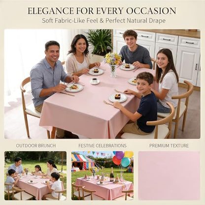 PVC Tablecloth Waterproof Rectangle Table Cloth, Oil Proof & 185°F Heat Resistant Wipeable Cover, Heavy Duty Non for Kitchen Dining Camping Festivities (70"x55") (Light Pink) - color: Light Pink