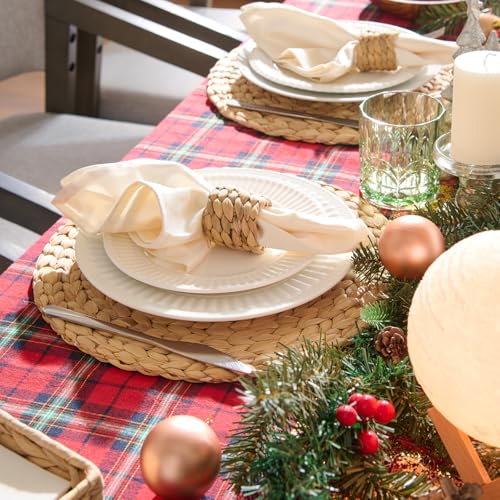 6 Pack, Round Woven Placemats, Natural Water Hyacinth Wicker Place mats, Braided Straw Table Mats, Charger Plates for Dining Table, Fall, Thanksgiving, Christmas (13.8 inch) - size: 13.8 inch (Set of 6)