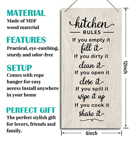 HiLus Rustic Kitchen Sign, Funny Farmhouse Kitchen Decor, Wooden Wall Art Sign, 12" x 6" x0.12" inches - color: Home 26