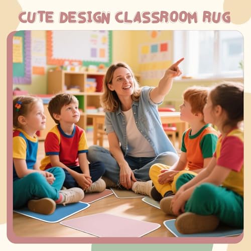 24Pcs Classroom Rug Seat,Classroom Square Mat 12.5 * 16.5in Back to School Classroom Square Mat, Classroom Suitable for Daycare Center Kindergarten Kids Room Classroom - color: Square-boho
