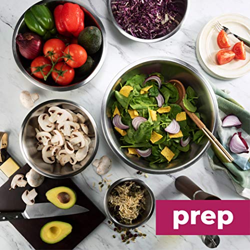 FineDine Stainless Steel Mixing Bowls (Set of 5) Stainless Steel Mixing Bowl Set - Easy To Clean, Nesting Bowls for Space Saving Storage, Great for Cooking, Baking, Prepping - size: 5 Pack