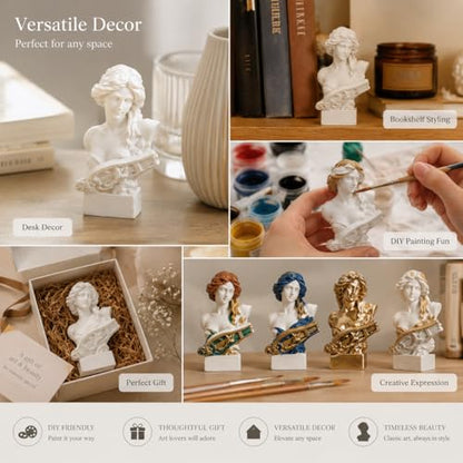 Resin Bust Statue 2.95 Inch Plaster Figurines Mini Home Decoration Sculpture White for Art Hobbyist-Artemis, Home Decoration - size: Artemis