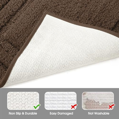HOMEIDEAS Bathroom Rugs Sets 2 Piece, Super Soft and Absorbent Non Slip Microfiber U-Shaped Toilet Bath Mat Set (20"x32"+U20 x24, Brown) - color: Loop- Brown, size: 1'8" x 2'8" (20"x32"+U Shape 20"x24")
